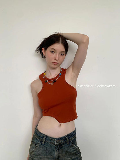 DKZ OFFICIAL Cropped Tank Top With Asymmetric Hem