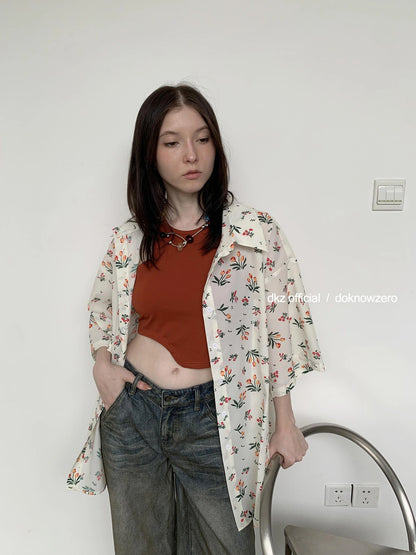DKZ OFFICIAL Cropped Tank Top With Asymmetric Hem