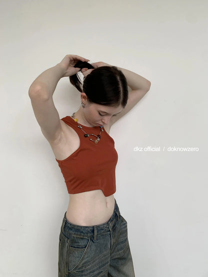 DKZ OFFICIAL Cropped Tank Top With Asymmetric Hem