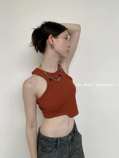 DKZ OFFICIAL Cropped Tank Top With Asymmetric Hem