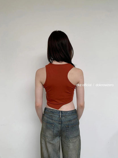 DKZ OFFICIAL Cropped Tank Top With Asymmetric Hem