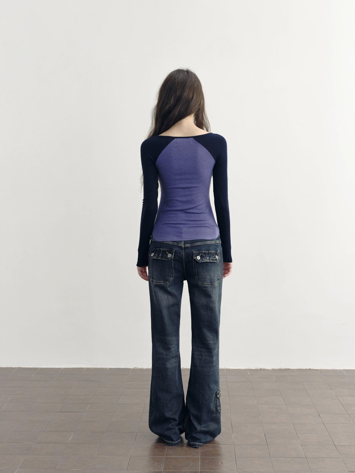 DKZ OFFICIAL Dark Blue Retro Cargo Pocket Women&