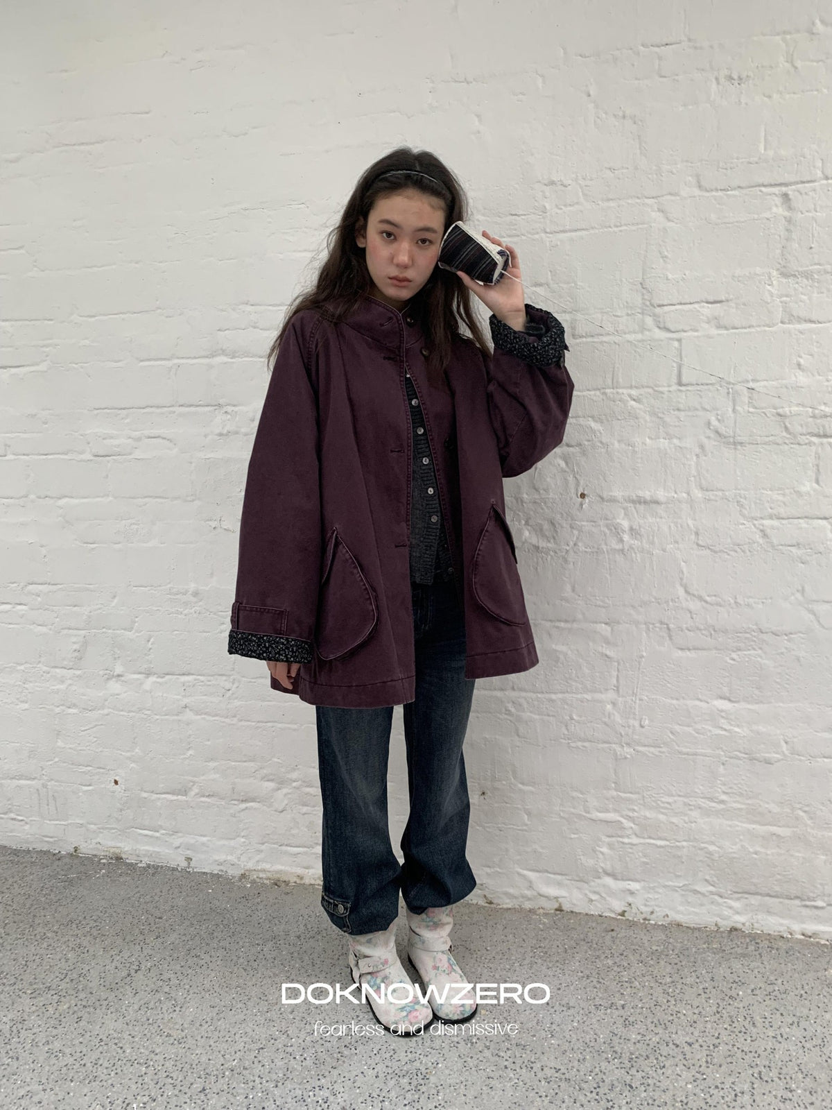 DKZ OFFICIAL Dark Blue Retro Cargo Pocket Women&