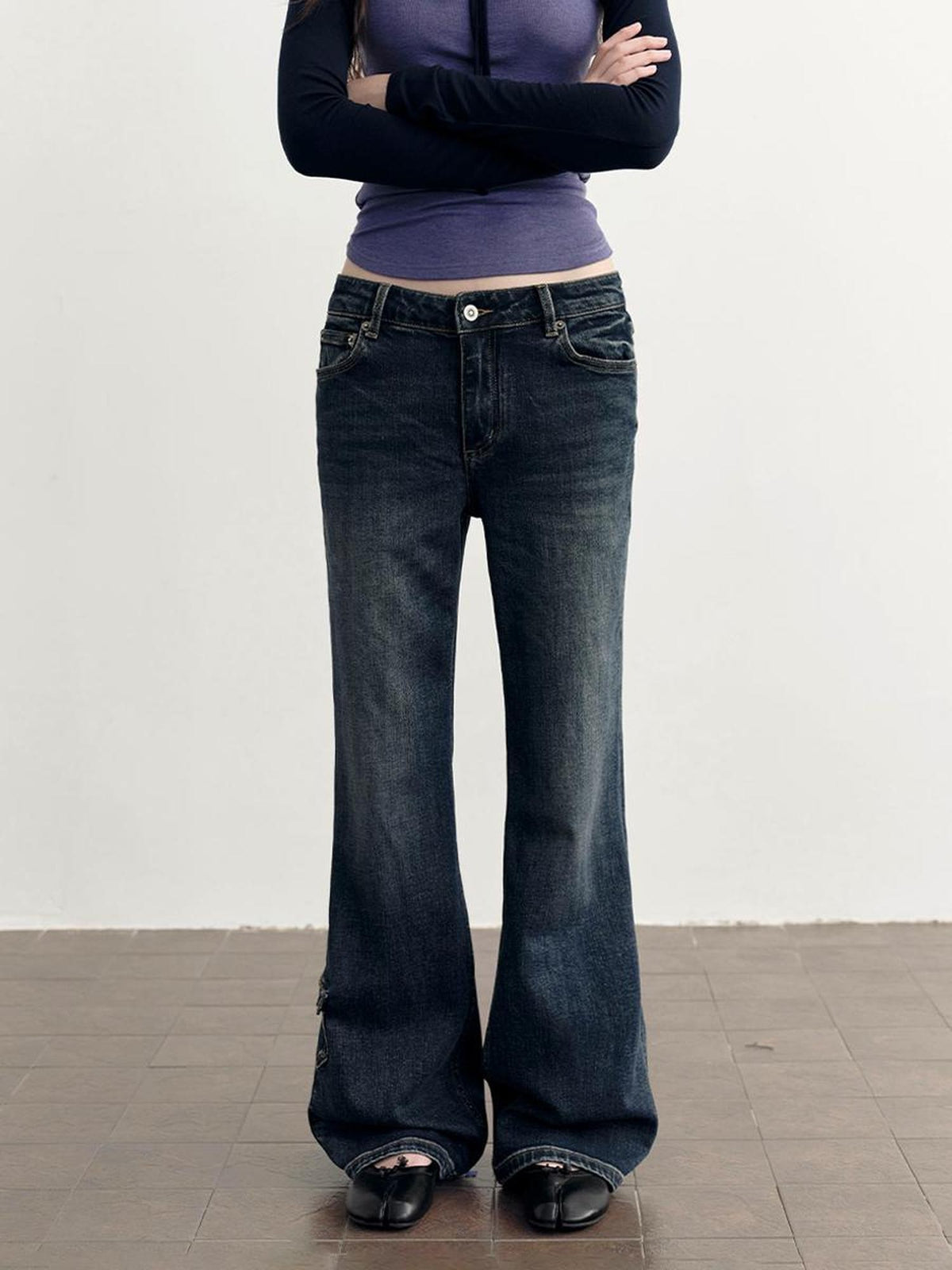 DKZ OFFICIAL Dark Blue Retro Cargo Pocket Women&