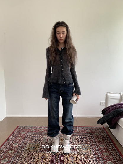DKZ OFFICIAL Dark Blue Retro Cargo Pocket Women&