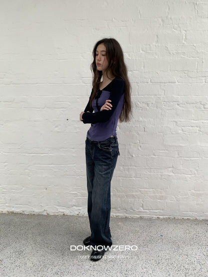 DKZ OFFICIAL Dark Blue Retro Cargo Pocket Women&