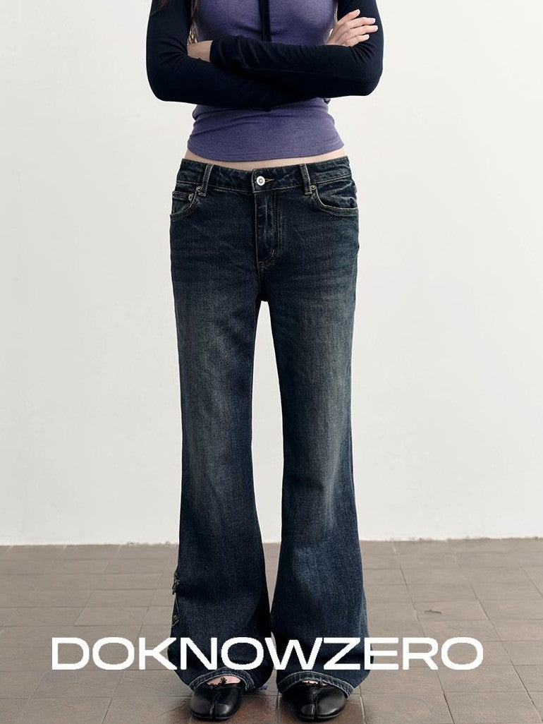 DKZ OFFICIAL Dark Blue Retro Cargo Pocket Women&