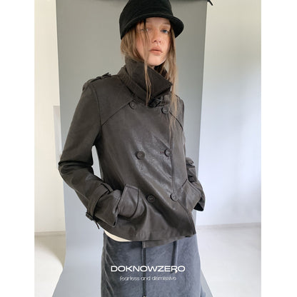 DKZ_OFFICIAL_Dark_Brown_Double_Breasted_Faux_Suede_Pu_Women&