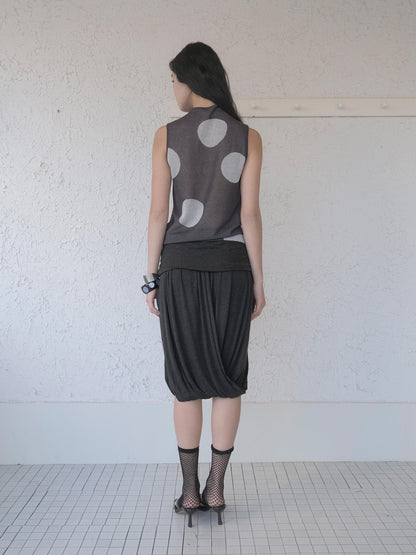 DKZ OFFICIAL Dark Gray Retro Polka Dot Slim Knit Racerback Women&