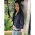 DKZ_OFFICIAL_Deep_Blue_Cropped_Turn_Collar_Washed_Drawstring_Hem_Women&