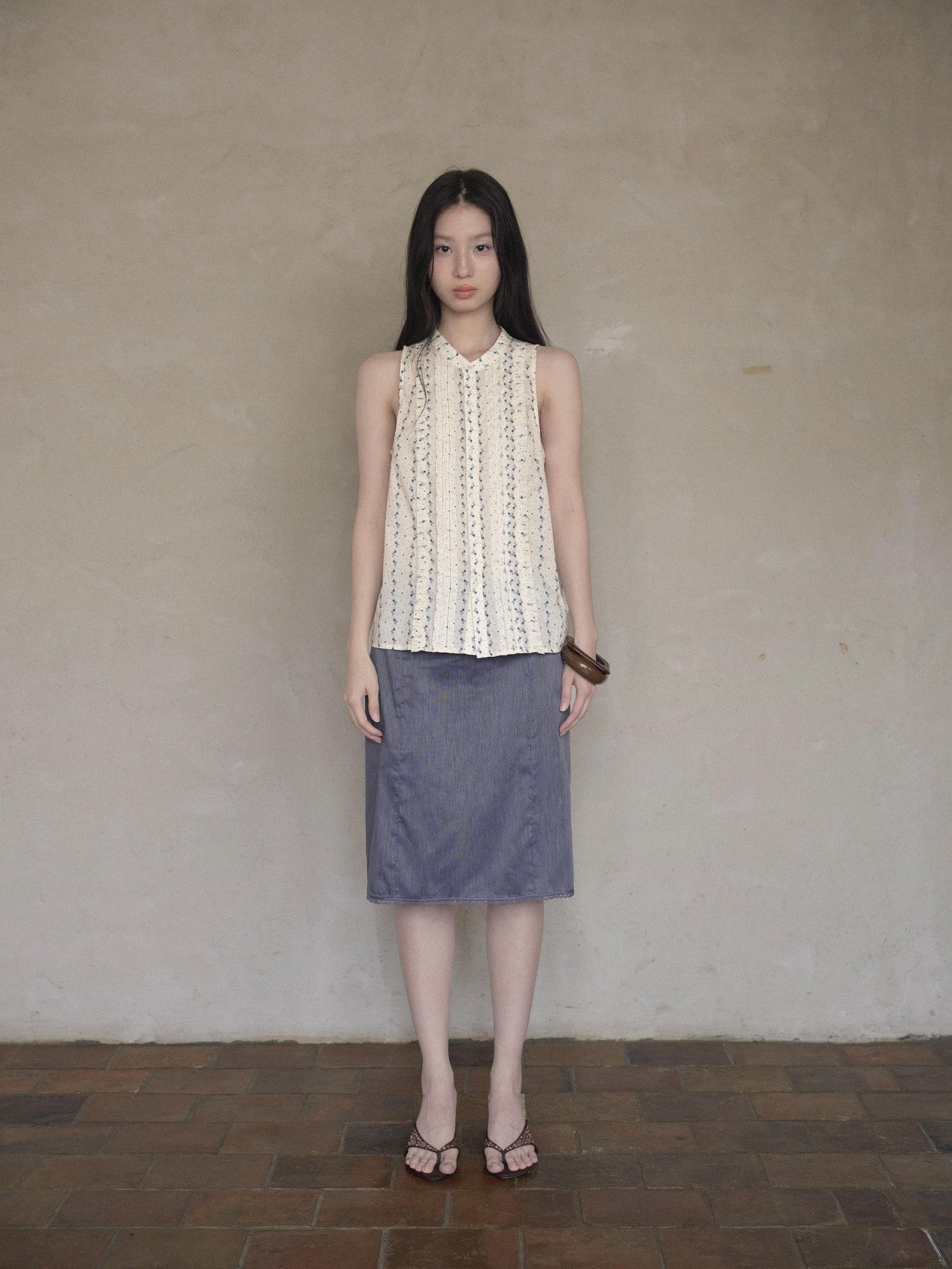 DKZ OFFICIAL Deep Blue Vintage Straight Mid Waist Women&