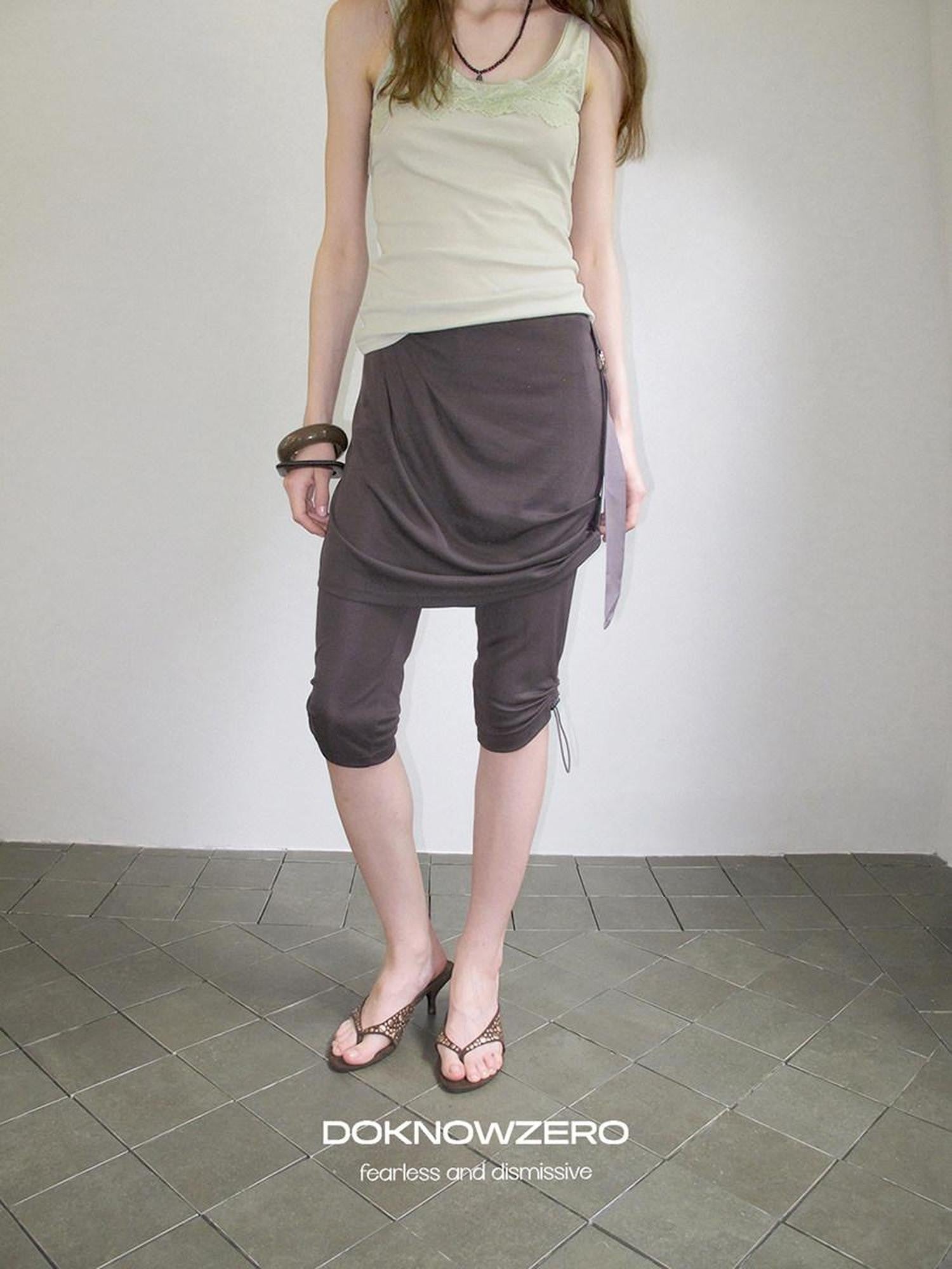DKZ OFFICIAL Deep Gray Mesh Drawstring Vintage Straight Women&