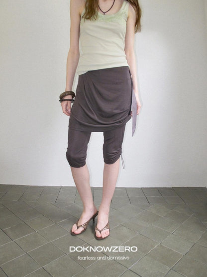 DKZ OFFICIAL Deep Gray Mesh Drawstring Vintage Straight Women&