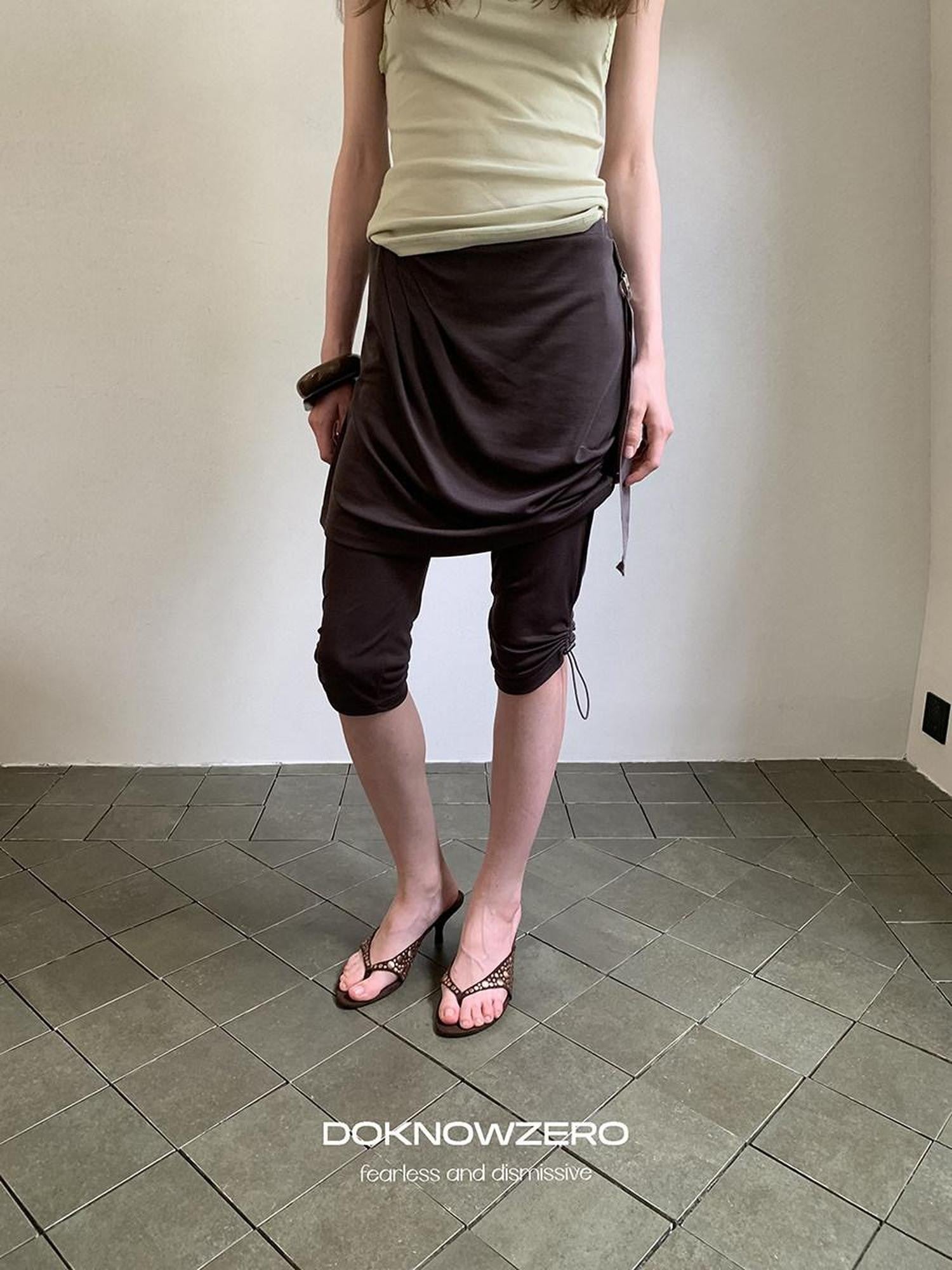 DKZ OFFICIAL Deep Gray Mesh Drawstring Vintage Straight Women&