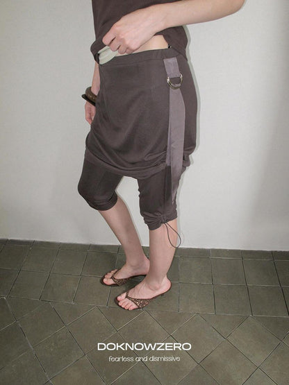 DKZ OFFICIAL Deep Gray Mesh Drawstring Vintage Straight Women&