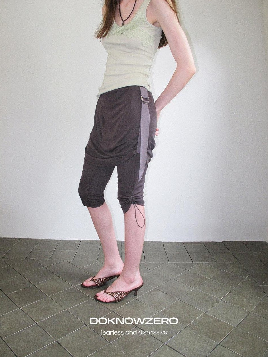DKZ OFFICIAL Deep Gray Mesh Drawstring Vintage Straight Women&