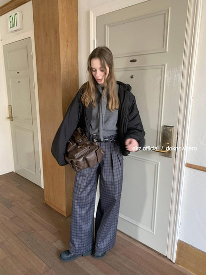 DKZ OFFICIAL Deep Navy Plaid Relaxed Vintage Women&