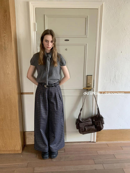 DKZ OFFICIAL Deep Navy Plaid Relaxed Vintage Women&