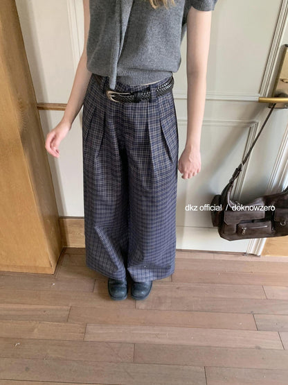 DKZ OFFICIAL Deep Navy Plaid Relaxed Vintage Women&