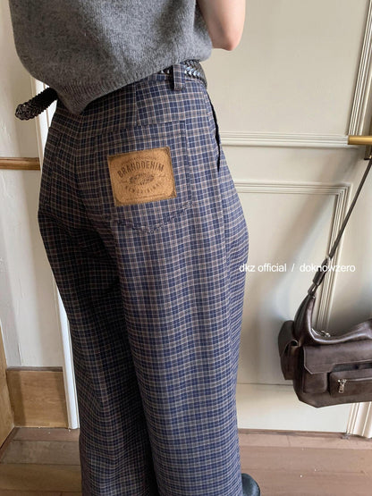 DKZ OFFICIAL Deep Navy Plaid Relaxed Vintage Women&