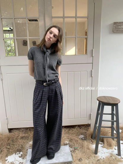 DKZ OFFICIAL Deep Navy Plaid Relaxed Vintage Women&