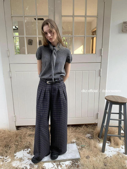 DKZ OFFICIAL Deep Navy Plaid Relaxed Vintage Women&