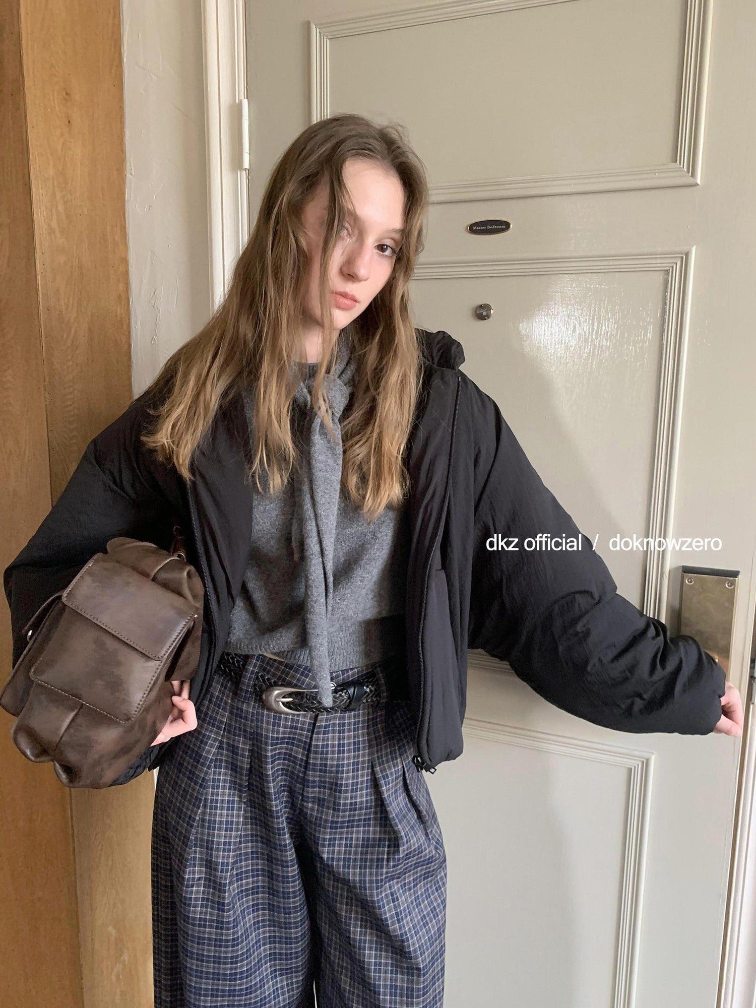 DKZ OFFICIAL Deep Navy Plaid Relaxed Vintage Women&