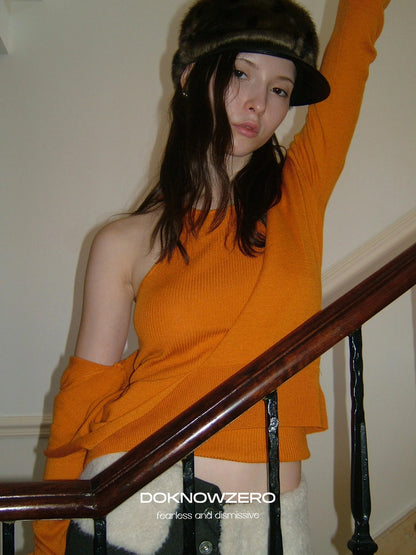 DKZ OFFICIAL Deep V-neck Knit Sweater And Vest Set