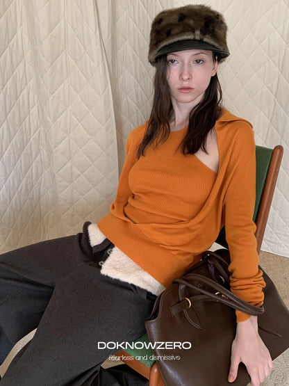 DKZ OFFICIAL Deep V-neck Knit Sweater And Vest Set