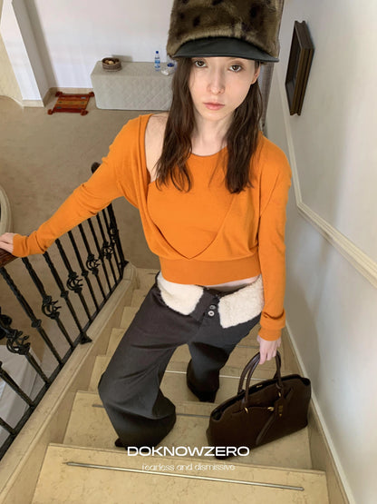 DKZ OFFICIAL Deep V-neck Knit Sweater And Vest Set
