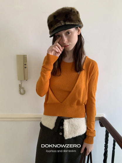 DKZ OFFICIAL Deep V-neck Knit Sweater And Vest Set