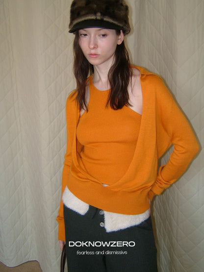 DKZ OFFICIAL Deep V-neck Knit Sweater And Vest Set