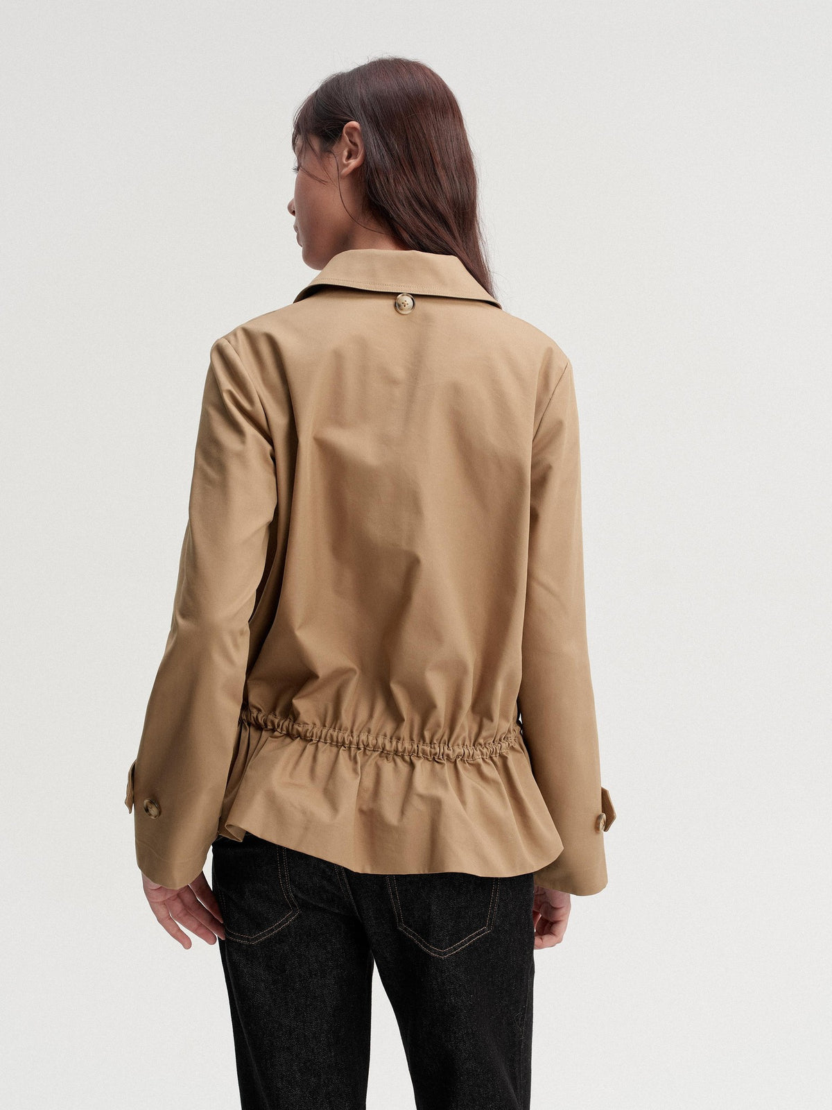 DKZ OFFICIAL Detachable Cape Double Breasted Cinched Waist Women&