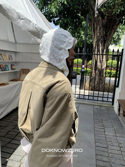 DKZ OFFICIAL Detachable Lace Hooded Quilted Jacket