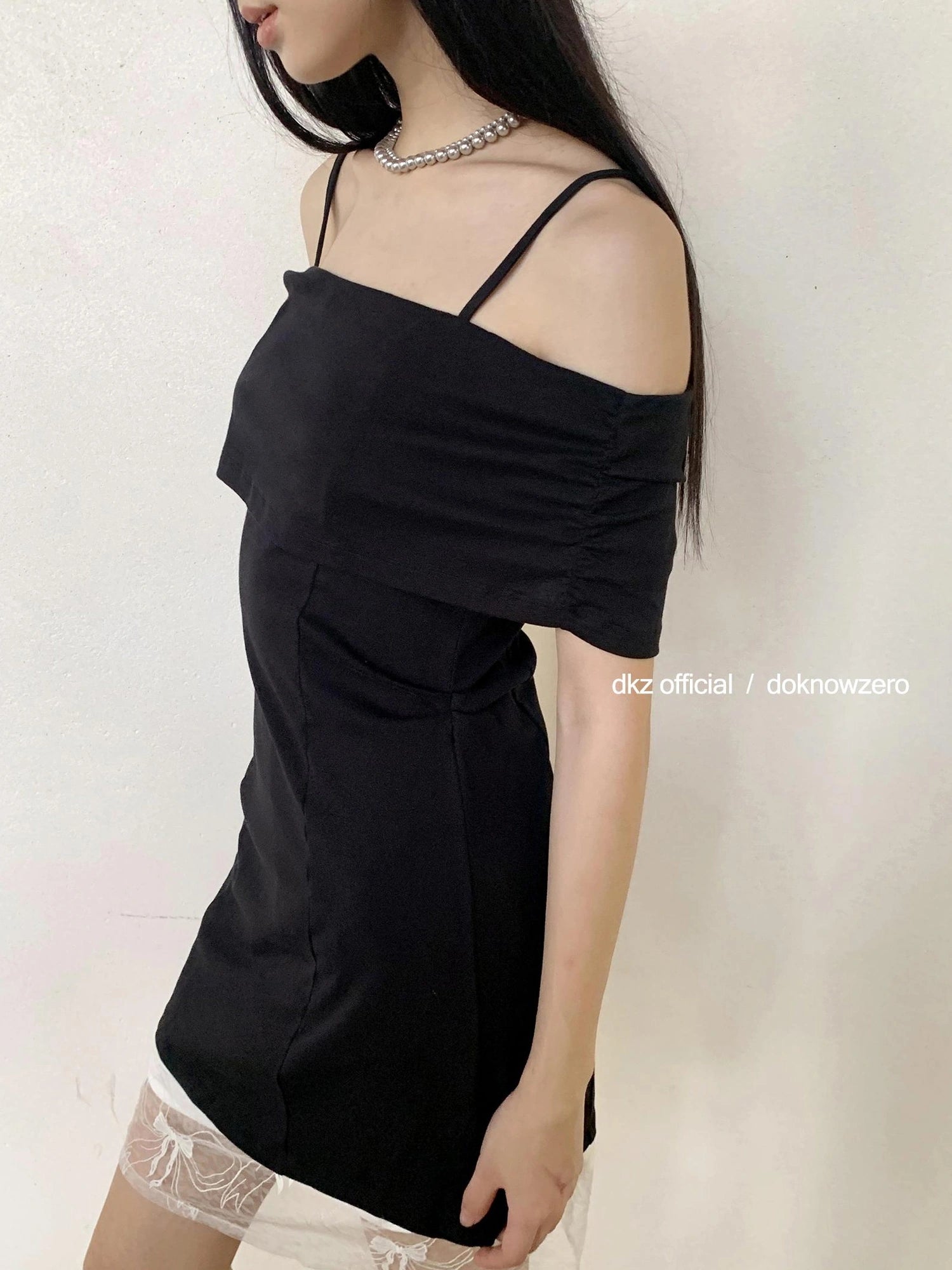 DKZ OFFICIAL Detachable Off Shoulder Black Tube Top Mini Dress
