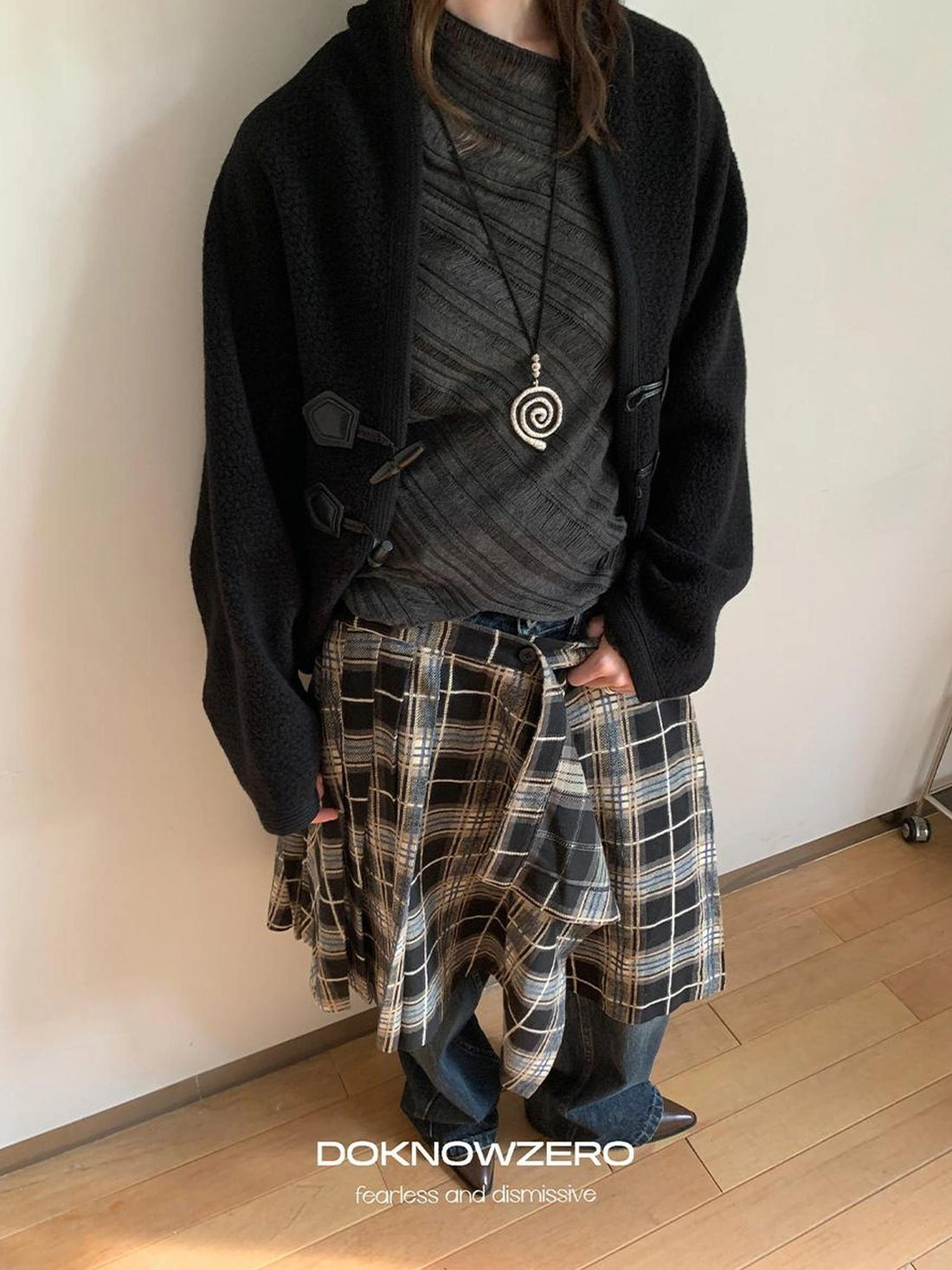 DKZ OFFICIAL Detachable Sailor Collar Wool Blend Batwing Sleeve Coat