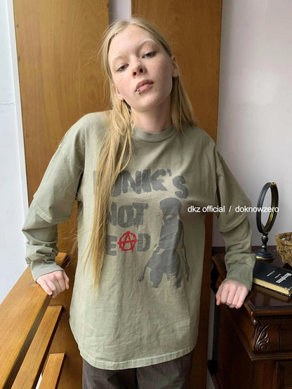 DKZ OFFICIAL Distressed Print Layered Long Sleeve T-Shirt