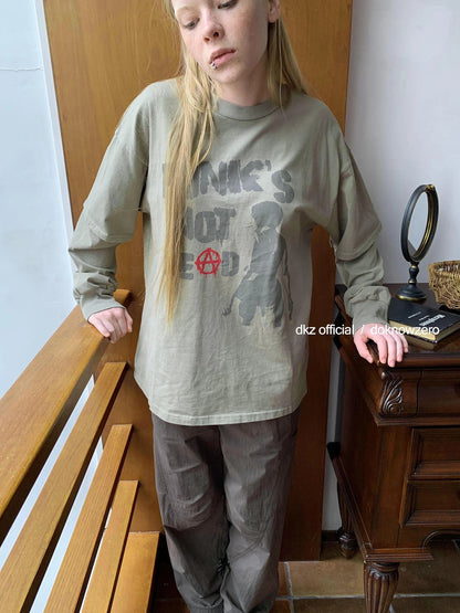DKZ OFFICIAL Distressed Print Layered Long Sleeve T-Shirt