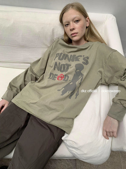 DKZ OFFICIAL Distressed Print Layered Long Sleeve T-Shirt