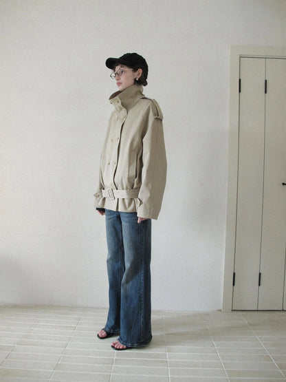 DKZ OFFICIAL Double Breasted Stand Collar Trench Coat