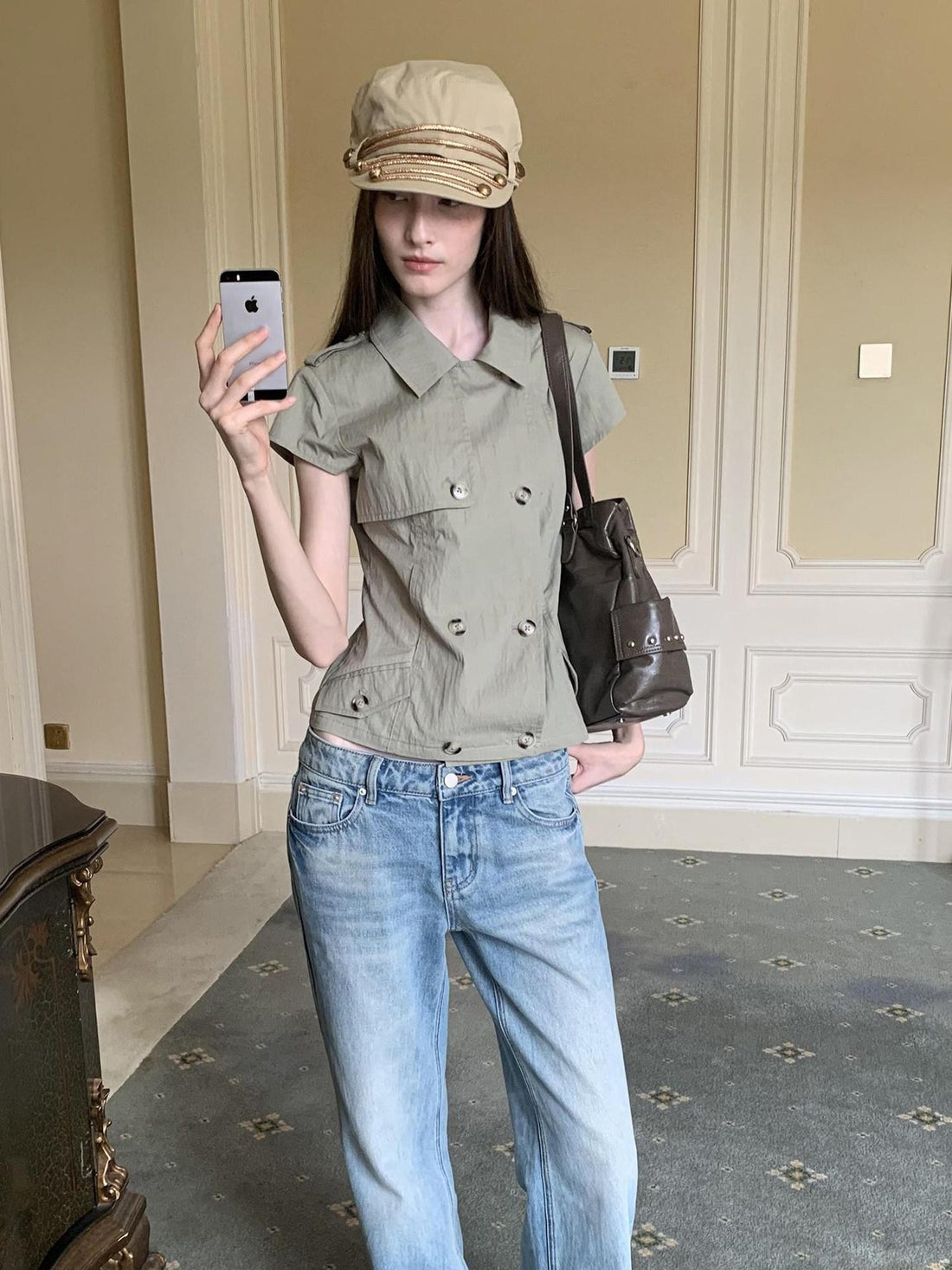 DKZ OFFICIAL Double Breasted Workwear Vintage Women&