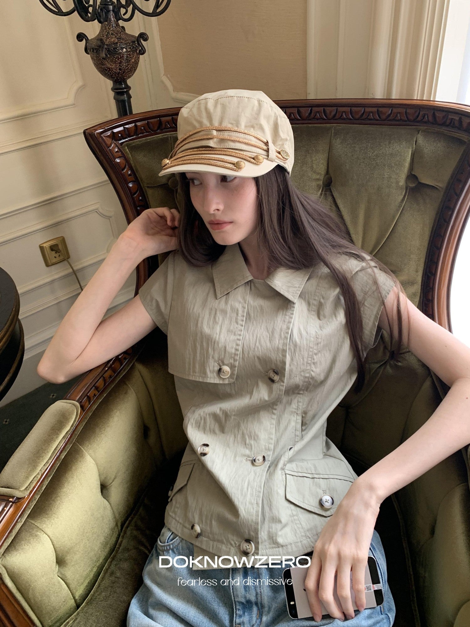 DKZ OFFICIAL Double Breasted Workwear Vintage Women&