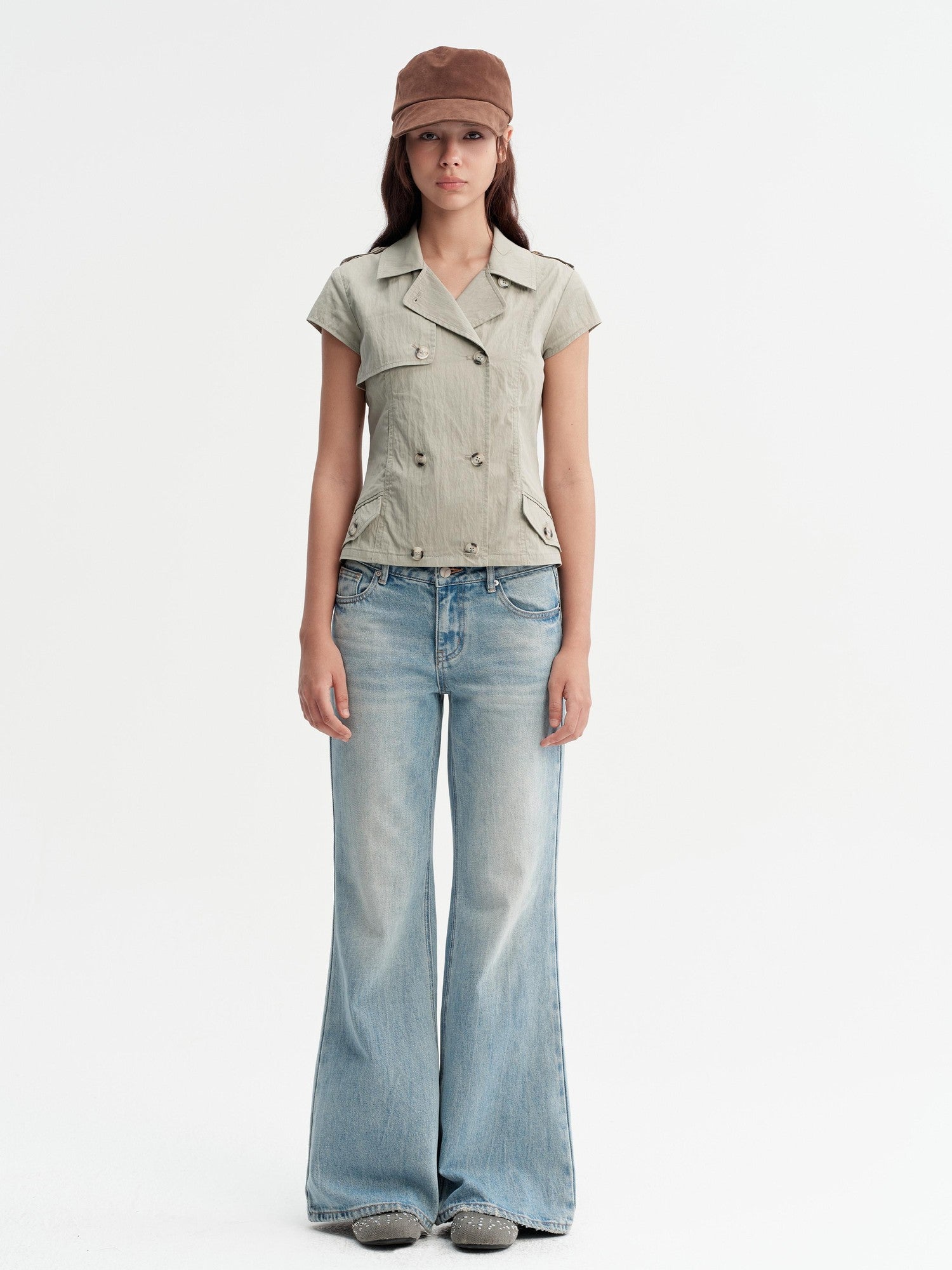 DKZ OFFICIAL Double Breasted Workwear Vintage Women&
