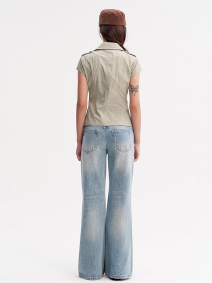 DKZ OFFICIAL Double Breasted Workwear Vintage Women&