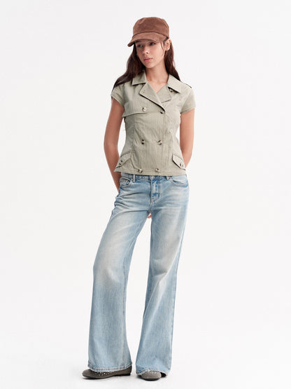 DKZ OFFICIAL Double Breasted Workwear Vintage Women&