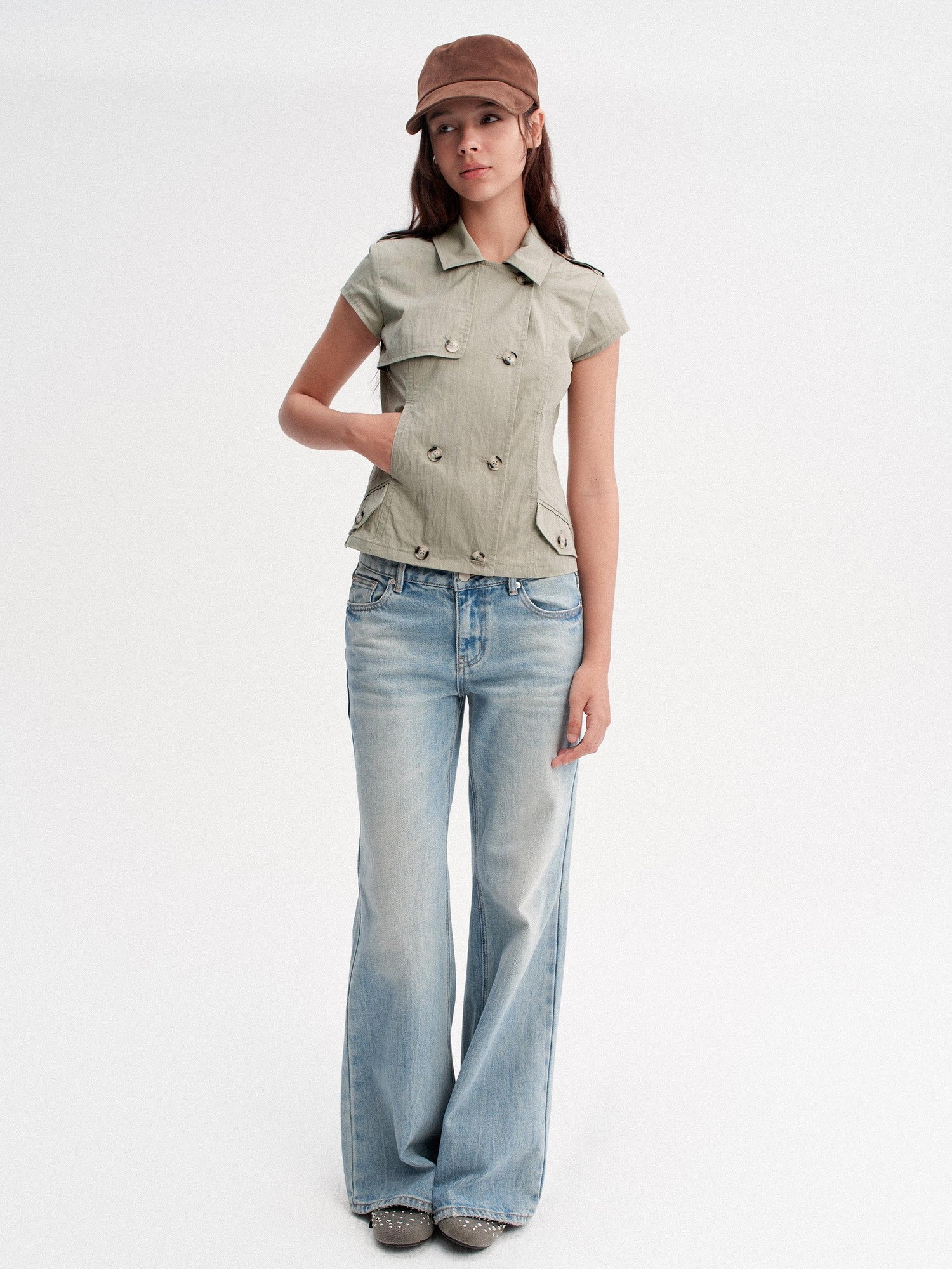 DKZ OFFICIAL Double Breasted Workwear Vintage Women&