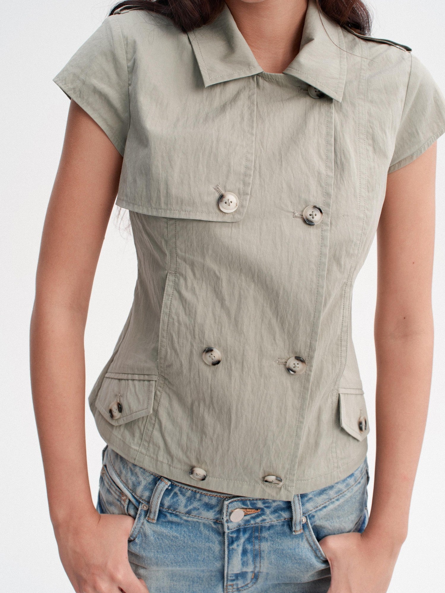 DKZ OFFICIAL Double Breasted Workwear Vintage Women&