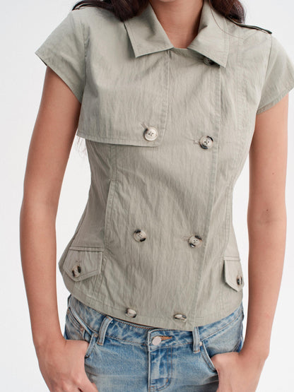 DKZ OFFICIAL Double Breasted Workwear Vintage Women&