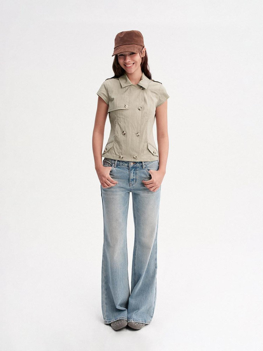 DKZ OFFICIAL Double Breasted Workwear Vintage Women&