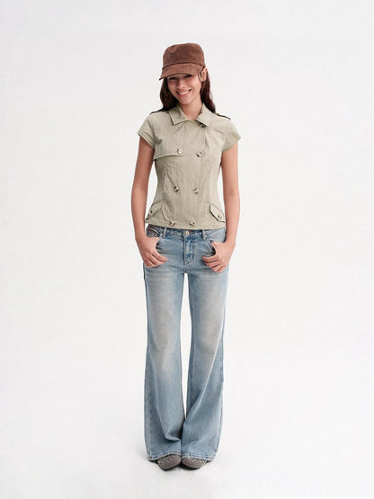DKZ OFFICIAL Double Breasted Workwear Vintage Women&